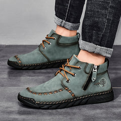 Men's Stitched Casual Ankle Boots Microfiber Walking Shoes