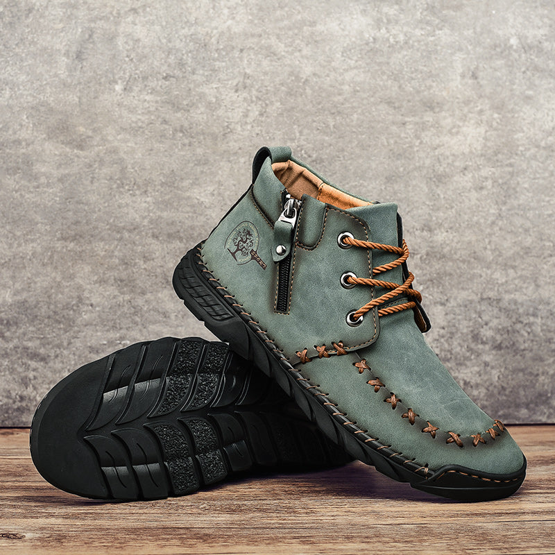 Men's Stitched Casual Ankle Boots Microfiber Walking Shoes