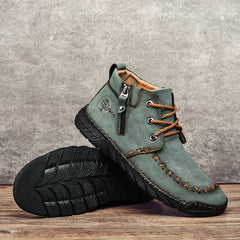Men's Stitched Casual Ankle Boots Microfiber Walking Shoes