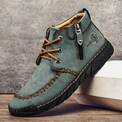 Men's Stitched Casual Ankle Boots Microfiber Walking Shoes