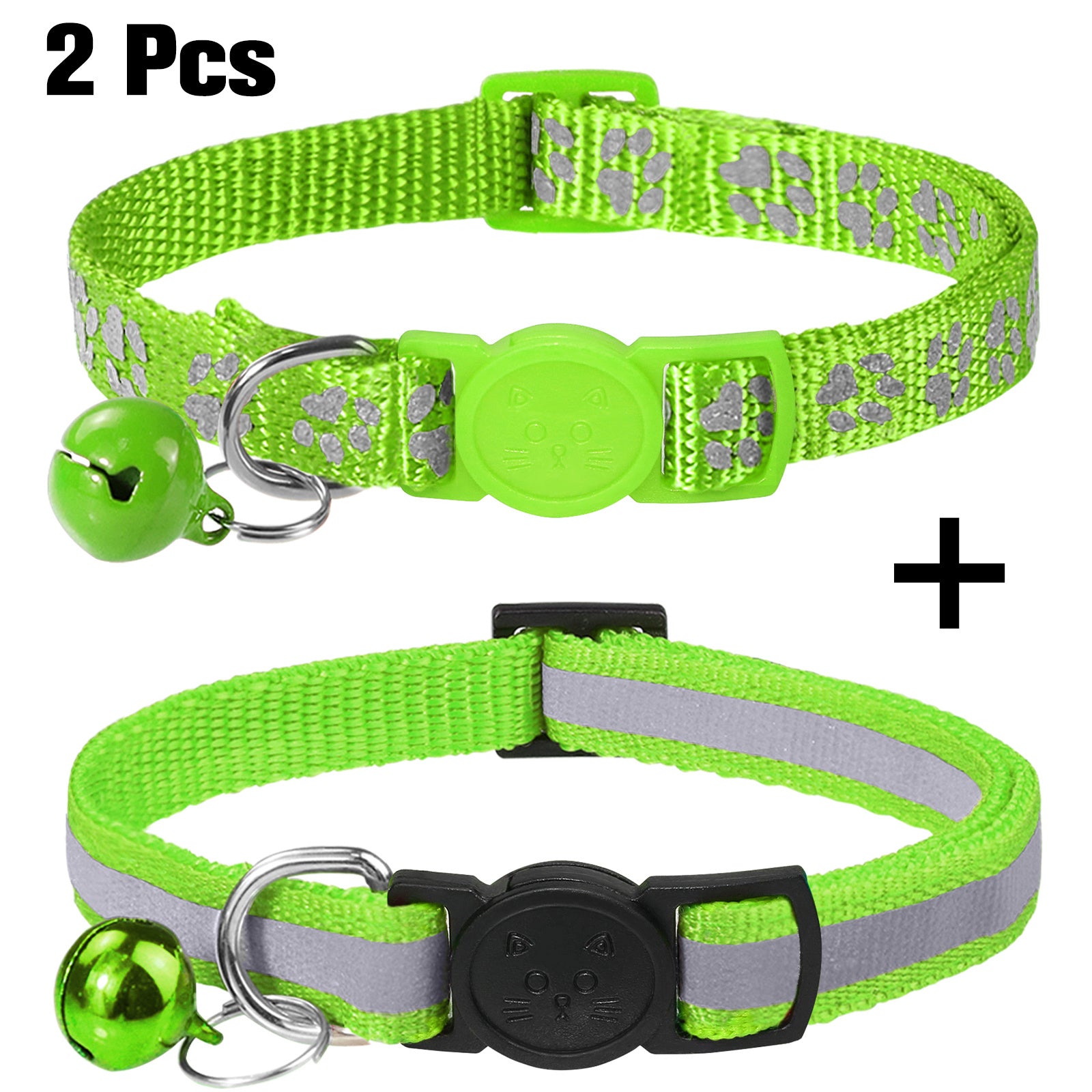 2 pcs Joytale Adjustable Bell Collar for Dogs and Cats Paw Print