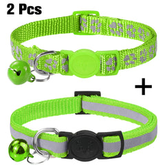 2 pcs Joytale Adjustable Bell Collar for Dogs and Cats Paw Print