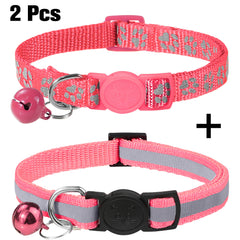 2 pcs Joytale Adjustable Bell Collar for Dogs and Cats Paw Print