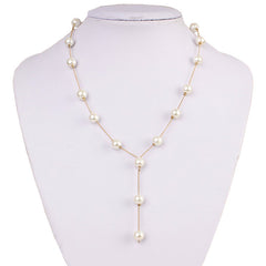 Faux Pearls Jewelry Set With Necklace Earrings Bracelet