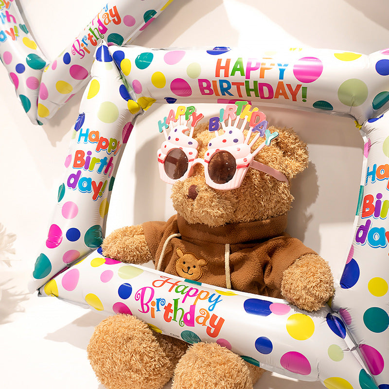 Birthday Balloon Party Wave Point Photo Frame Aluminum Balloon
