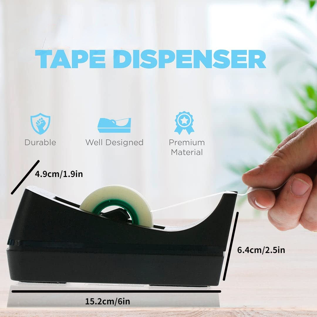 Desktop Tape Dispenser Non Skid Base & Weighted w/ 1 Roll Tape
