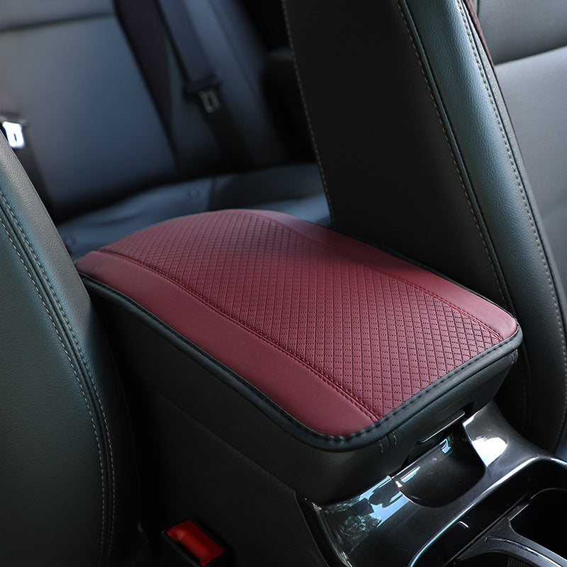 Universal Armrest Box Mat Fiber Leather Embossed Double line Anti skid