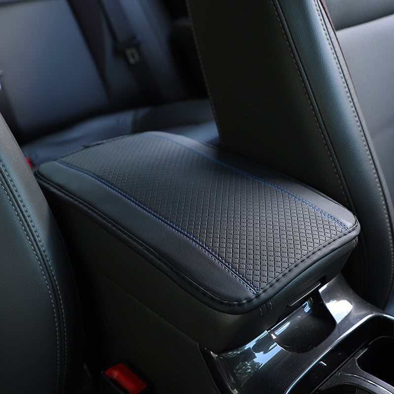Universal Armrest Box Mat Fiber Leather Embossed Double line Anti skid