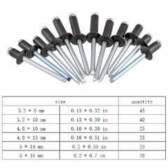 180 Pcs Pop Rivet Aluminium Break Mandrel Blind Rivets Nail