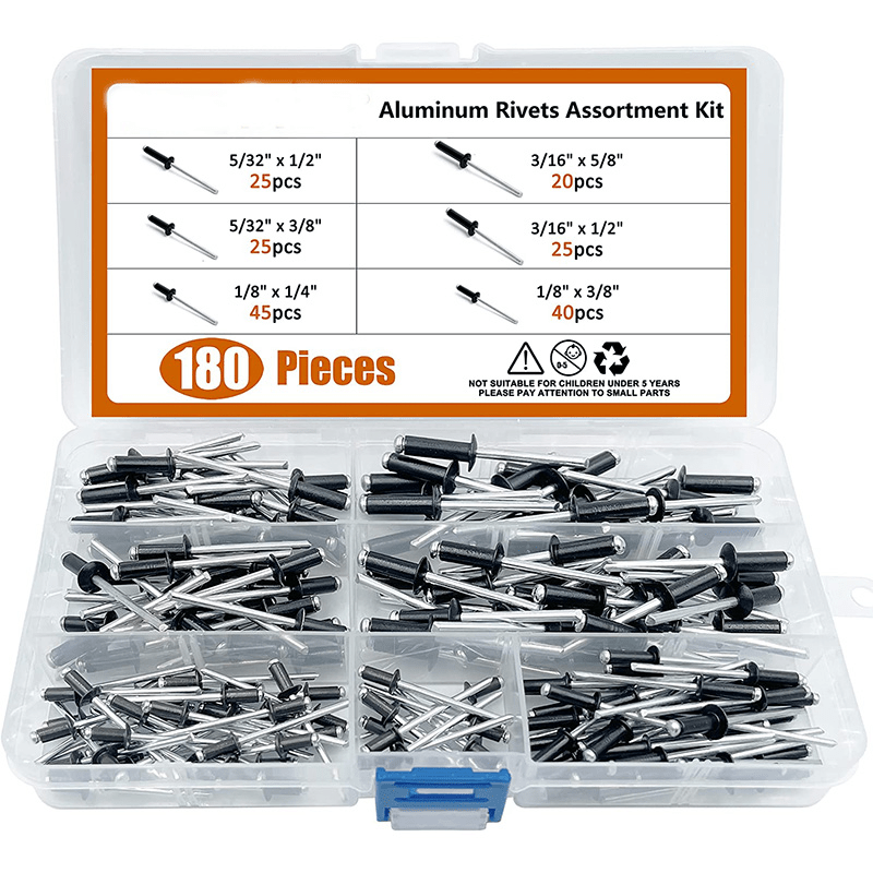 180 Pcs Pop Rivet Aluminium Break Mandrel Blind Rivets Nail