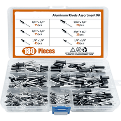 180 Pcs Pop Rivet Aluminium Break Mandrel Blind Rivets Nail