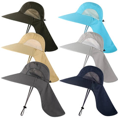 UPF50 Sun Protection Wide Brim Hat with Neck Flap for Men and Women