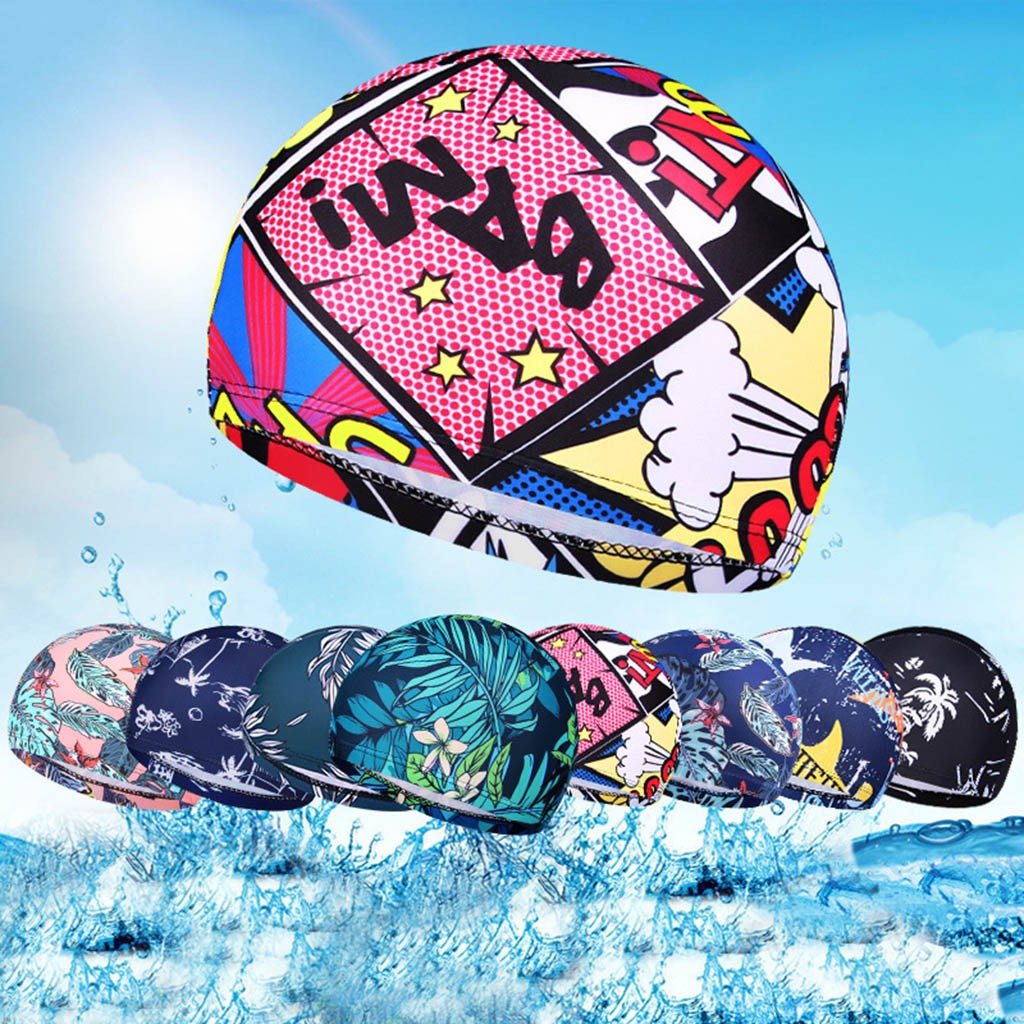 Flower Printed Swim Cap for Men & Women, Hair Protection & Style
