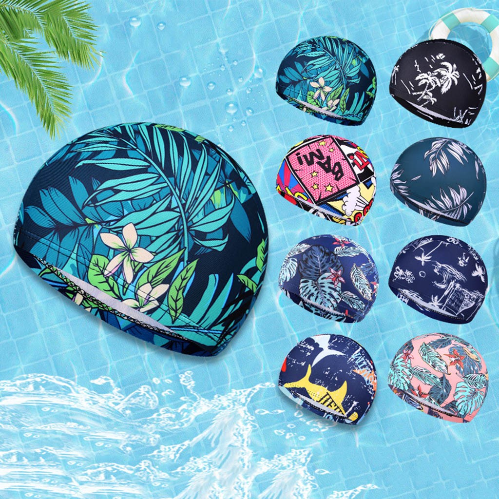 Flower Printed Swim Cap for Men & Women, Hair Protection & Style