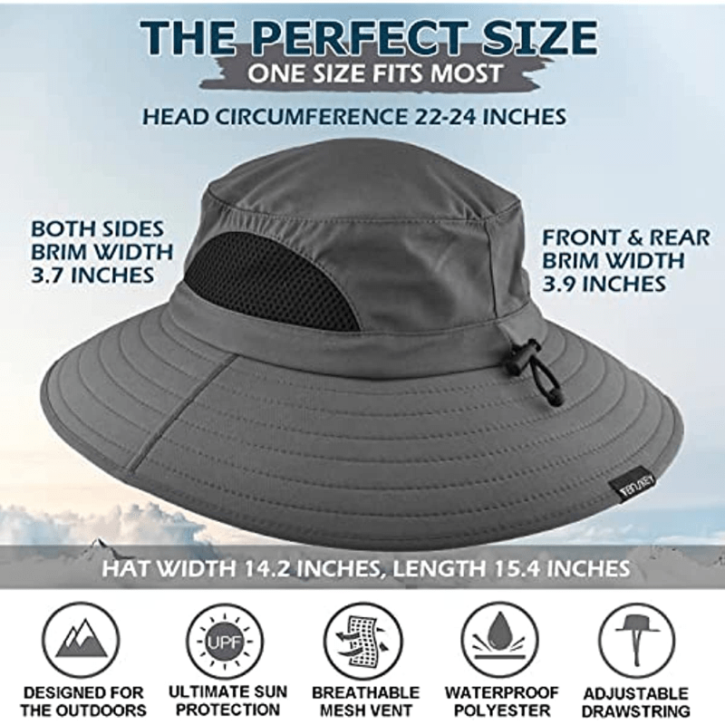 Waterproof UV Protection Wide Brim Bucket Hat for Outdoor Activities