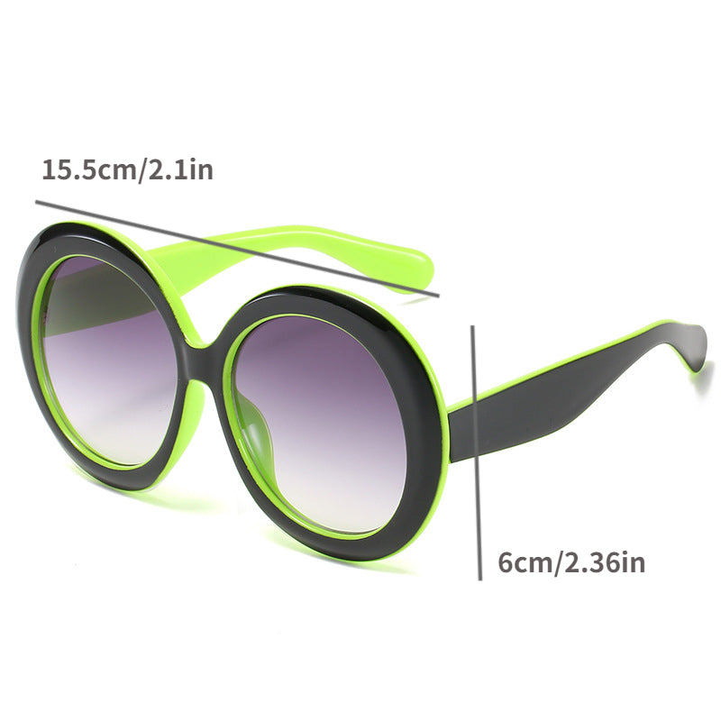 Round Thick Frame Sunglasses Vintage UV Protection Sunshade Eyewear