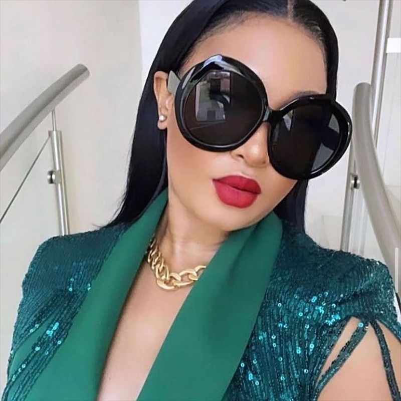 Round Thick Frame Sunglasses Vintage UV Protection Sunshade Eyewear