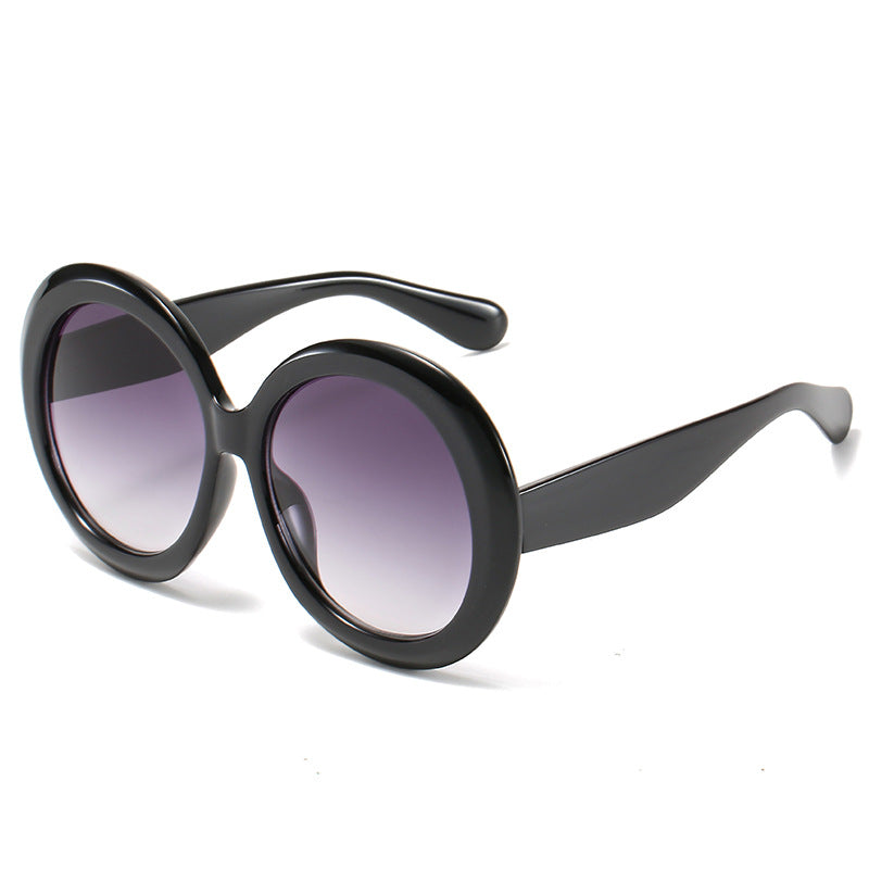 Round Thick Frame Sunglasses Vintage UV Protection Sunshade Eyewear