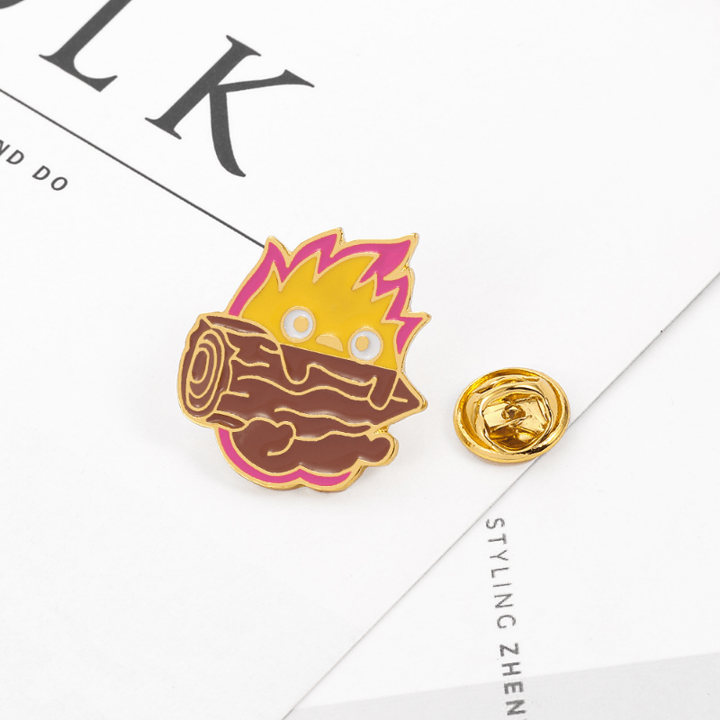 Lovely Flame Wood Alloy Brooch