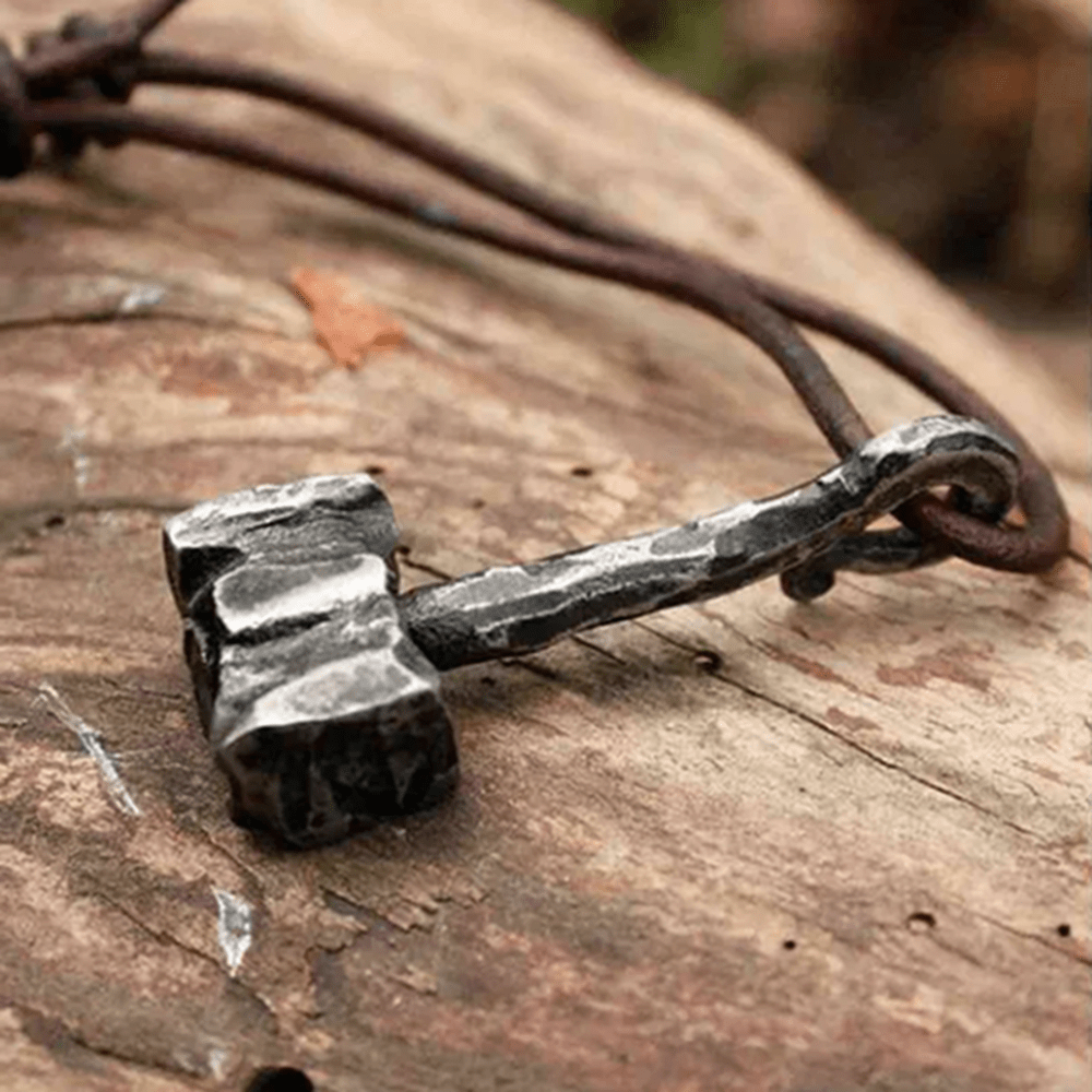 Vintage Nordic Viking Pendant Necklace Leather Necklace For Legendary Viking Amu
