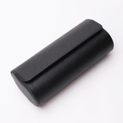 Cylinder PU Leather 3-Position Watch Box