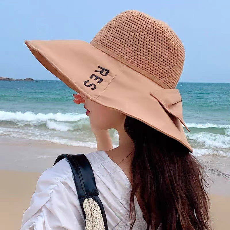 Wide Brim Bucket Hat Candy Cotton Sun Hat Bow Breathable