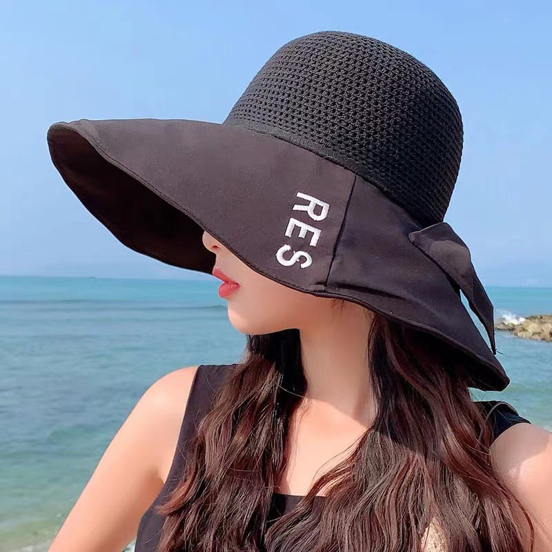 Wide Brim Bucket Hat Candy Cotton Sun Hat Bow Breathable