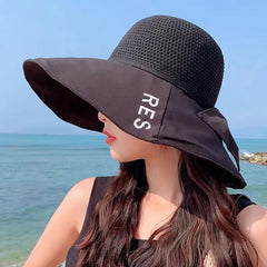 Wide Brim Bucket Hat Candy Cotton Sun Hat Bow Breathable