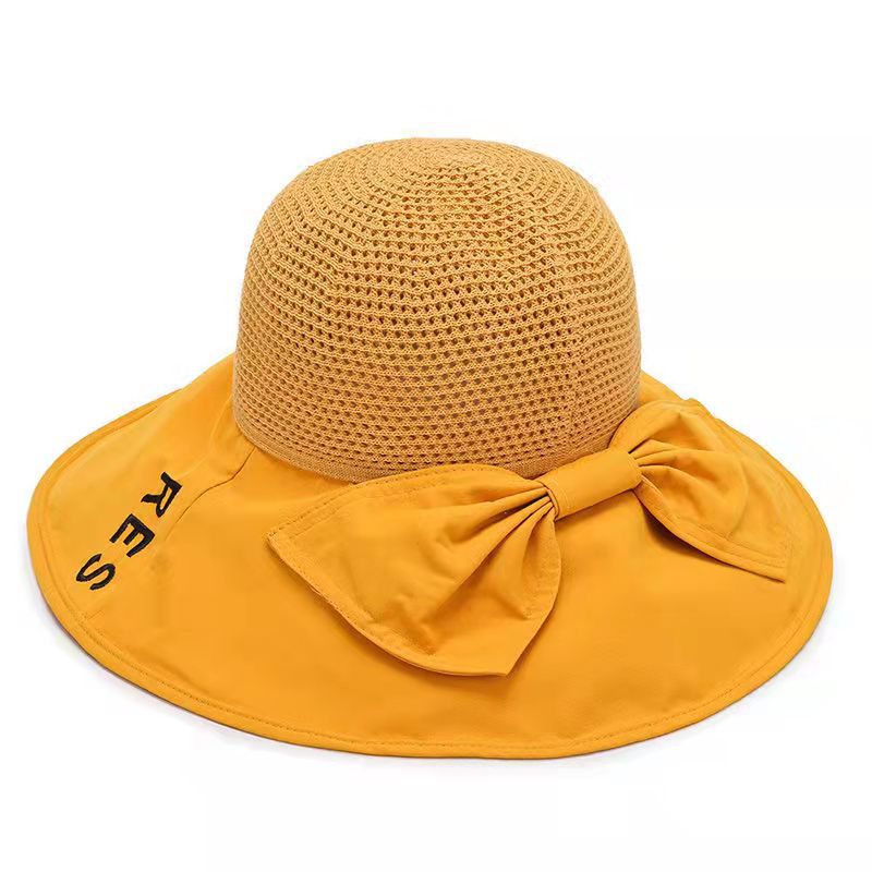 Wide Brim Bucket Hat Candy Cotton Sun Hat Bow Breathable