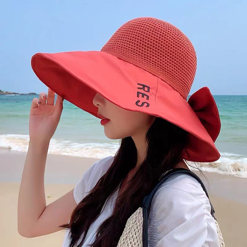 Wide Brim Bucket Hat Candy Cotton Sun Hat Bow Breathable