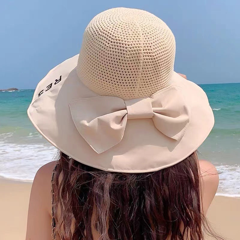 Wide Brim Bucket Hat Candy Cotton Sun Hat Bow Breathable