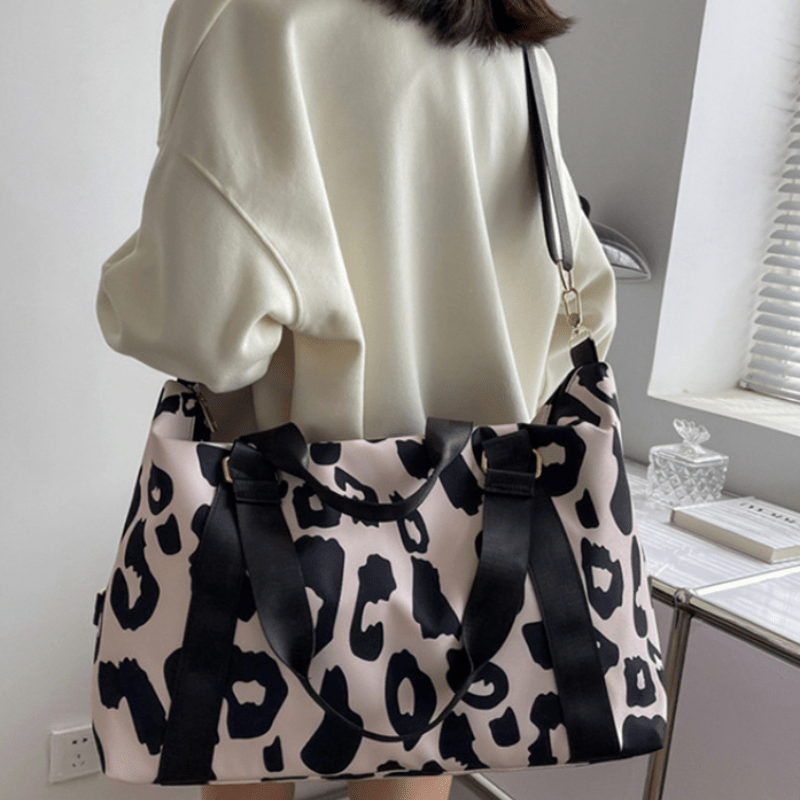 Leopard Pattern Luggage Bag Zipper Storage Bag Large Capacity Sports Bag