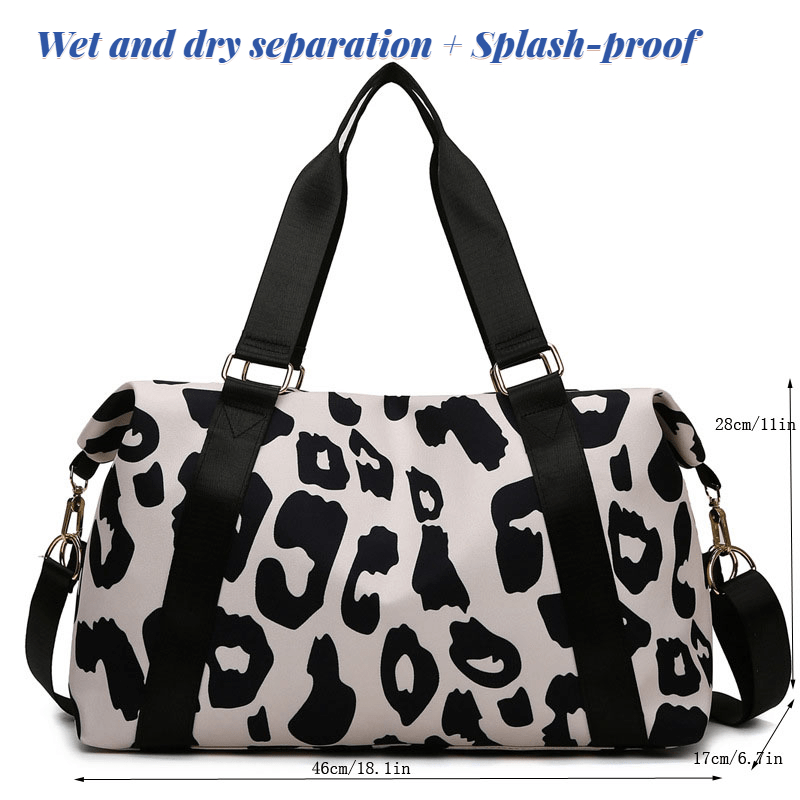 Leopard Pattern Luggage Bag Zipper Storage Bag Large Capacity Sports Bag