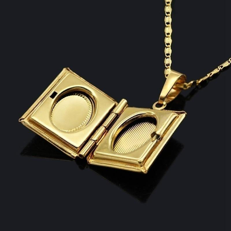 Men's Photo Box Pendant Necklace Casual Jewelry Plated