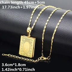 Men's Photo Box Pendant Necklace Casual Jewelry Plated