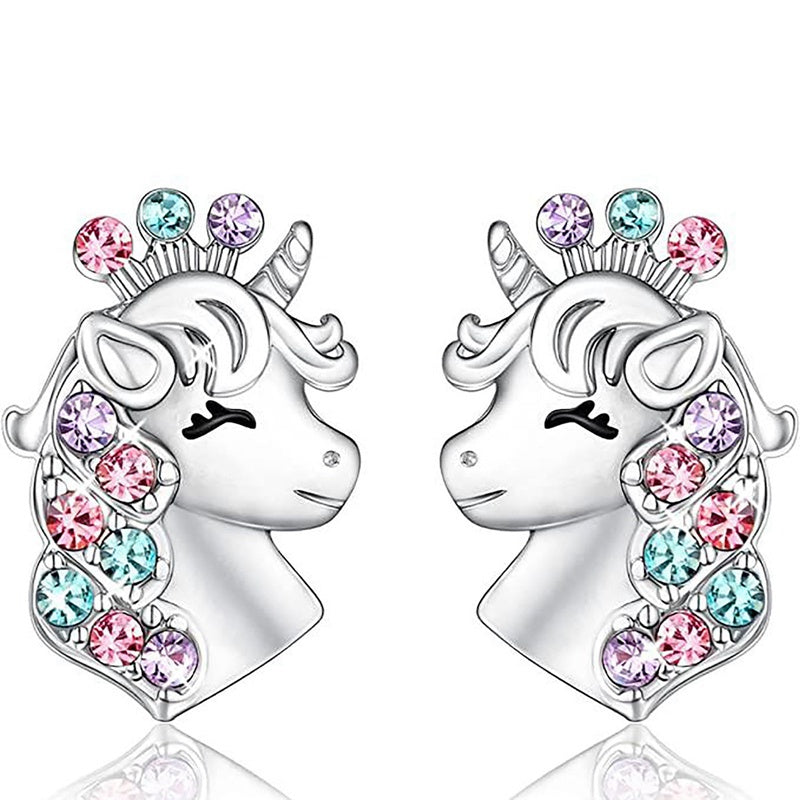 Girl Magical Lucky Unicorn Necklace Earrings Set Kids Accessories