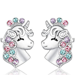 Girl Magical Lucky Unicorn Necklace Earrings Set Kids Accessories