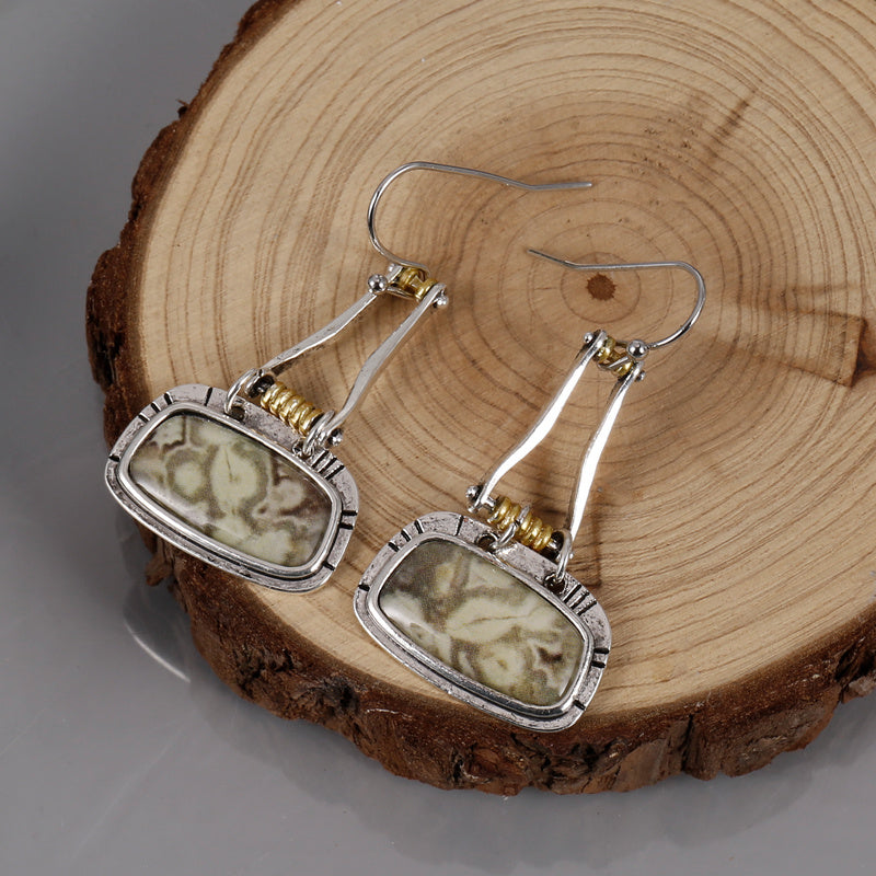 Vintage Baroque Beads Earrings Geometric Jewelry Women Girls