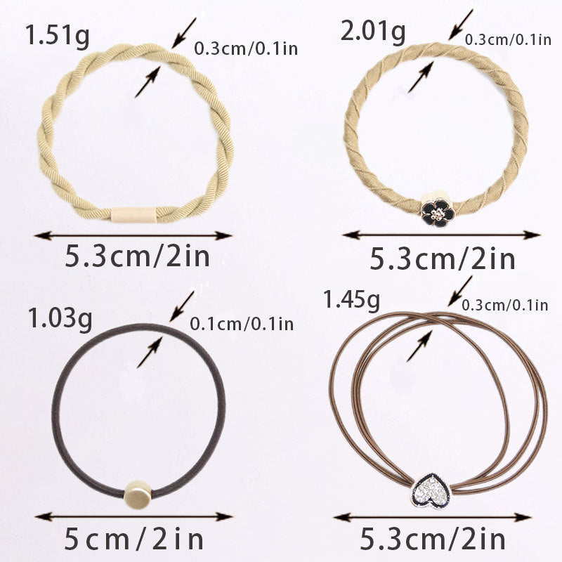 20 Pcs Bohemian Heart Shaped Hair Ties Elastic Twist Braided Accessories