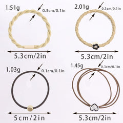 20 Pcs Bohemian Heart Shaped Hair Ties Elastic Twist Braided Accessories