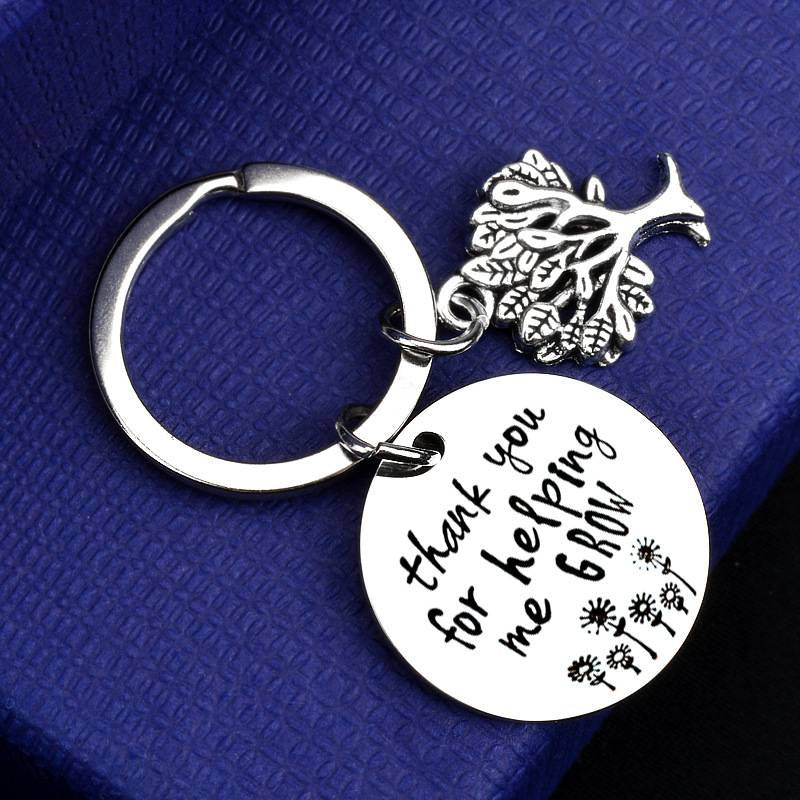 Tree Of Life & Letter Charm Keychain Metal Key Ring Purse Bag Charm