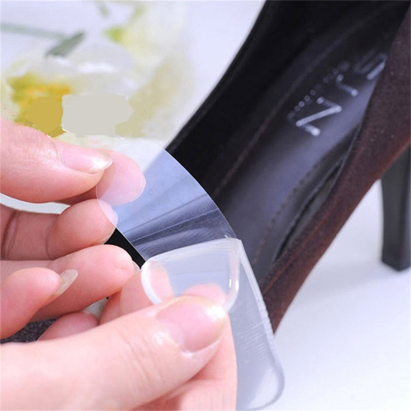 1pair Gel Silicone Heel Grip Liner Shoe Insole Pad Insert Foot Care Protector