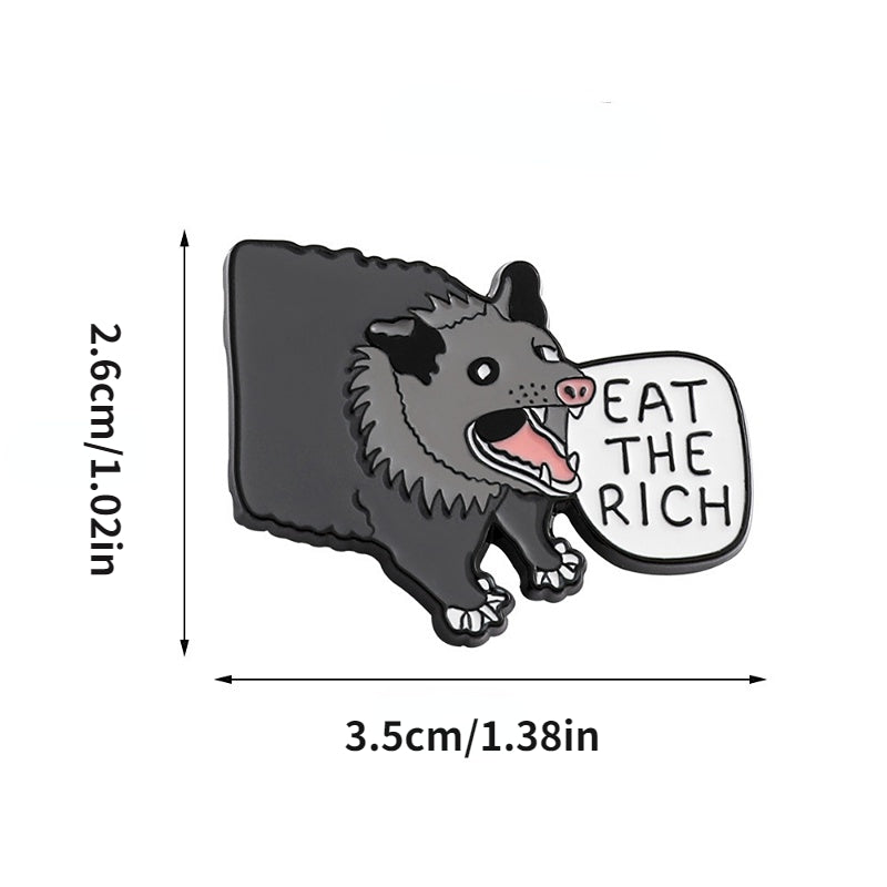 Grey Opossum Brooch Pin