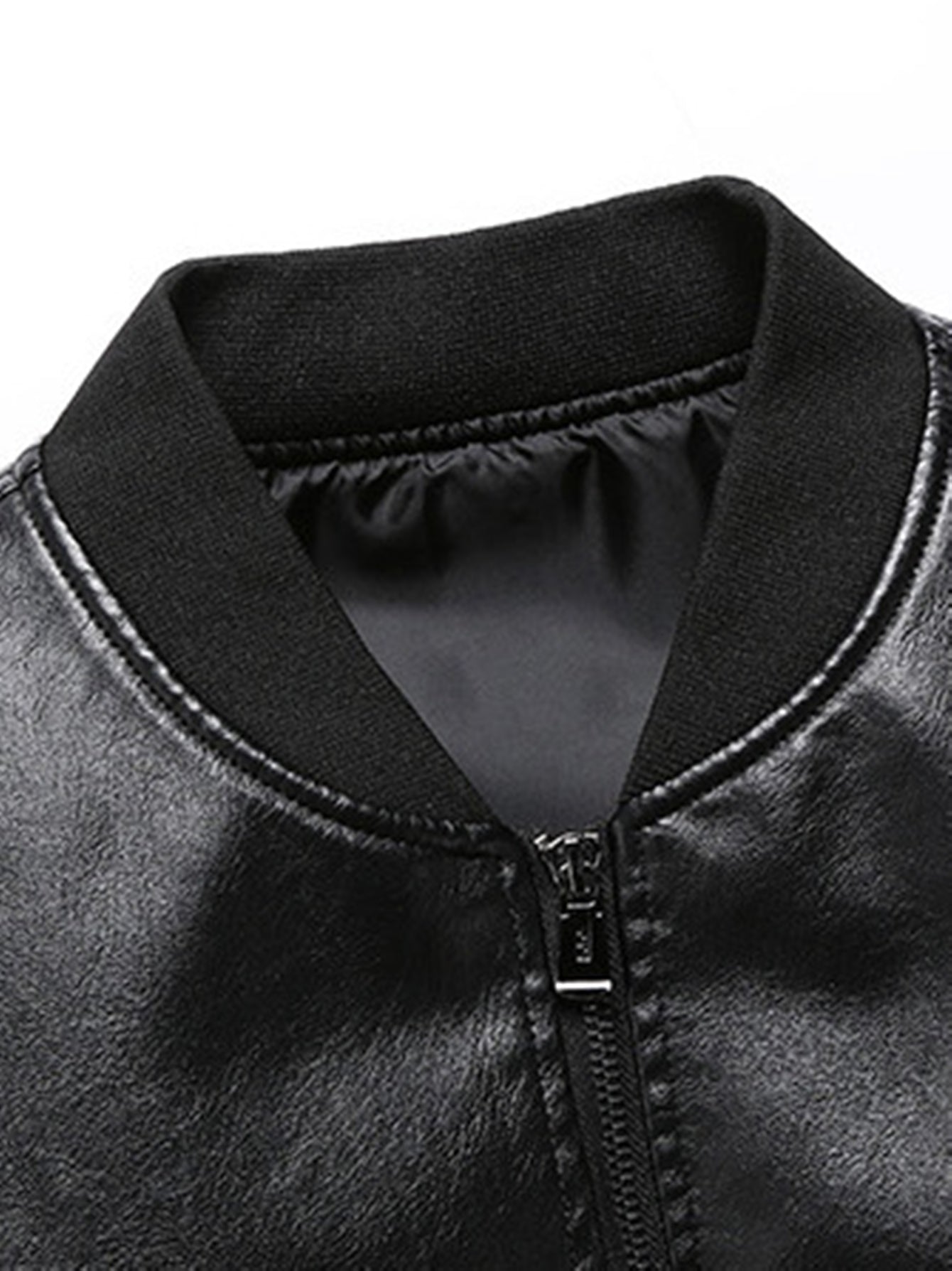 Men's Slim PU Leather Stand Collar Jacket