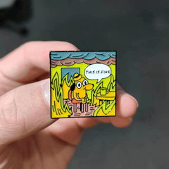 This Is Fine Cartoon Brooch