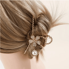 Flower & Pearl Hair Claw Banana Clip Non Slip Hair Accessory