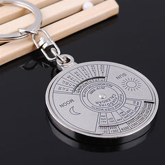 Vintage Car Perpetual Calendar Keychain Silvery Alloy Pendant