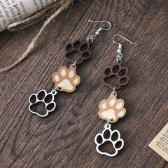 Wood Footprints Earrings Dangle Lightweight Women Girls