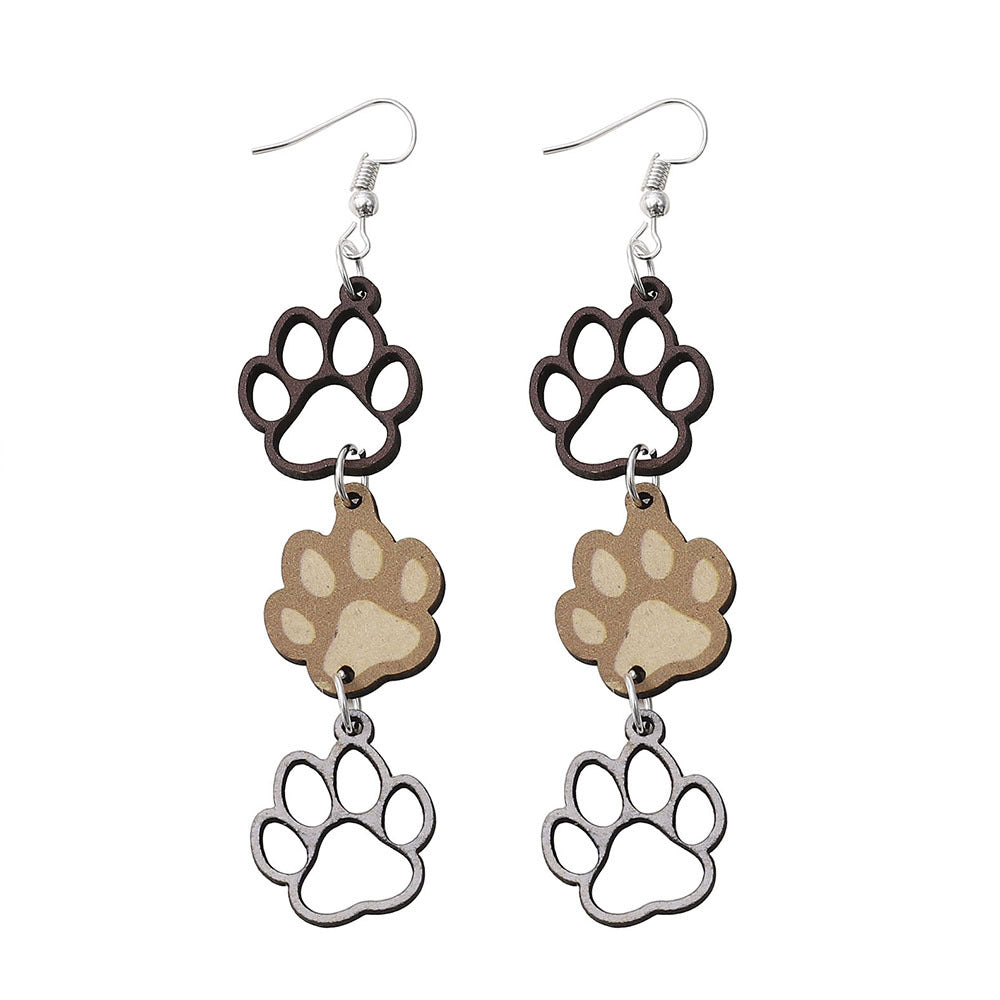 Wood Footprints Earrings Dangle Lightweight Women Girls