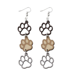 Wood Footprints Earrings Dangle Lightweight Women Girls